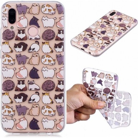 Huawei P20 Lite TPU Back Cover met Katten Print