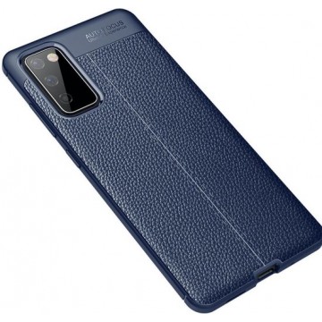 Samsung Galaxy S20 FE Litchi Hoesje TPU met Leren Textuur Blauw