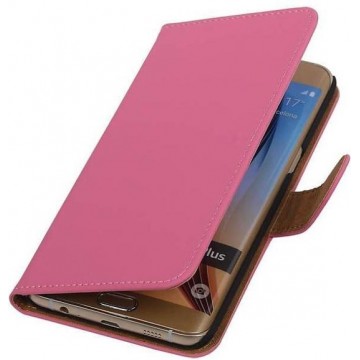 Samsung Galaxy S6 Edge Plus Hoesje Effen Bookstyle Roze