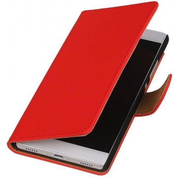 Huawei P8 - Effen Rood - Book Case Wallet Cover Hoesje