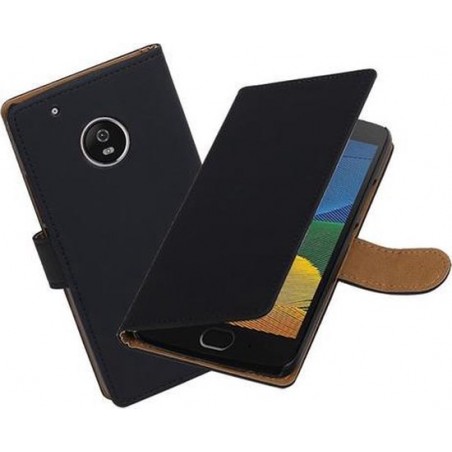 BestCases.nl Motorola Moto G5 Plus Effen booktype hoesje Zwart