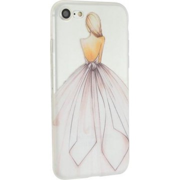 GadgetBay Danseres Jurk iPhone 7 en 8 hoesje case - Wit Roze pastel girl