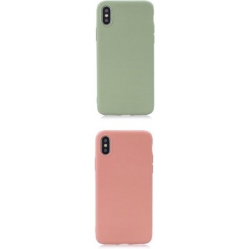 2  Iphone Xs Hoesje. Groen & Oranje (oud roze)