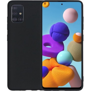 Samsung Galaxy A71 Hoesje Siliconen Case Back Cover Hoes - Zwart