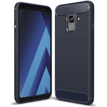 Samsung Galaxy A8 (2018) Geborsteld TPU Hoesje Blauw