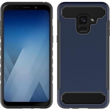 Samsung Galaxy A8 (2018) Geborsteld Hybride Hoesje Blauw