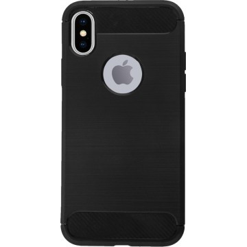 BMAX Carbon soft case hoesje voor Apple iPhone X/XS / Soft cover / Telefoonhoesje / Beschermhoesje / Telefoonbescherming - Zwart