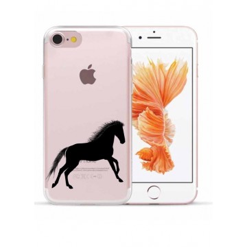 Apple Iphone 7 / 8 / SE2020 Siliconen backcover hoesje zwart paard