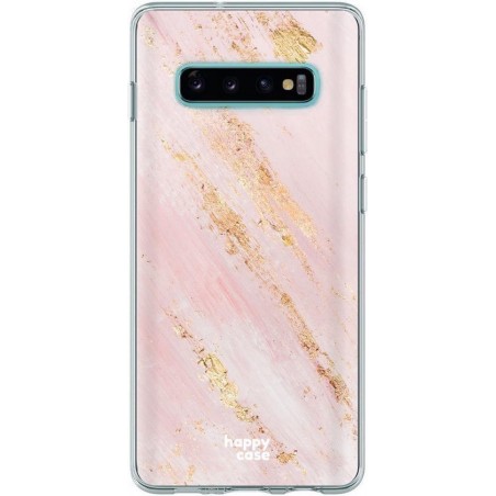 HappyCase Galaxy S10 Flexibel TPU Hoesje Pink Marmer Print