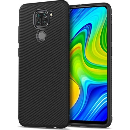 Xiaomi Redmi Note 9 Hoesje Twill Slim Textuur Zwart