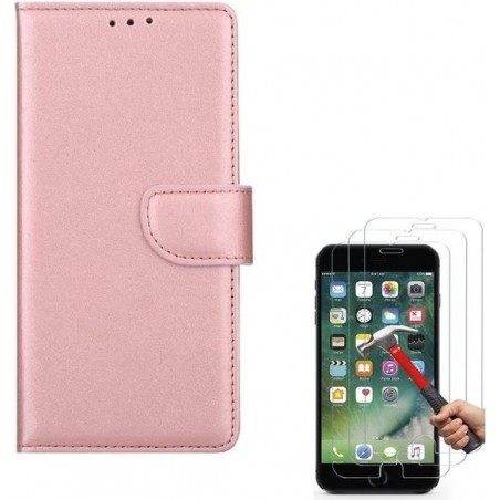 iPhone 6 Plus / iPhone 6S Plus Portemonnee hoesje Rose Goud met 2 stuks Glas Screen protector