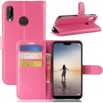 Huawei P20 Lite Hoesje Roze met Pasjeshouder