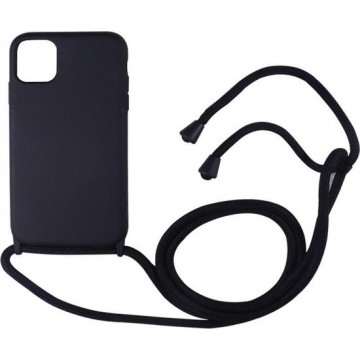 Telefoonhoesje met koord - Shockproof Backcover van PC/TPU - iPhone 7/8 - Zwart - All Black