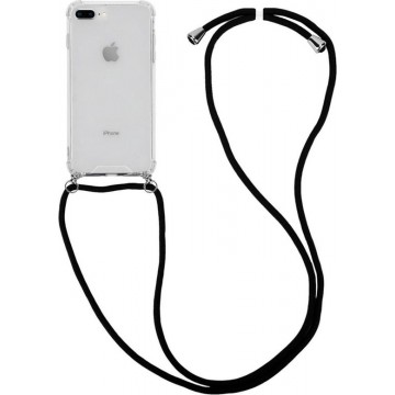 Apple iPhone 8 Plus / 7 Plus Hoesje Hybride Back Cover met Koord Zwart