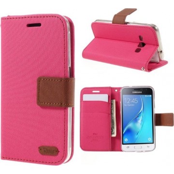 Roar - Samsung Galaxy J1 (2016) Hoesje - Wallet Case Denim Roze