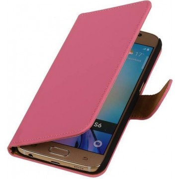 Samsung Galaxy S6 Effen Roze - Book Case Wallet Cover Hoesje