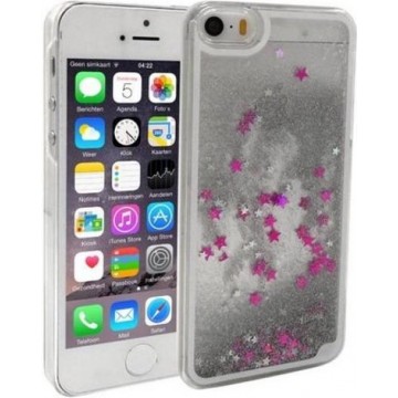 Apple Iphone 6s Case met bewegende rose zilver glitter achterzijde, bling bling hoesje