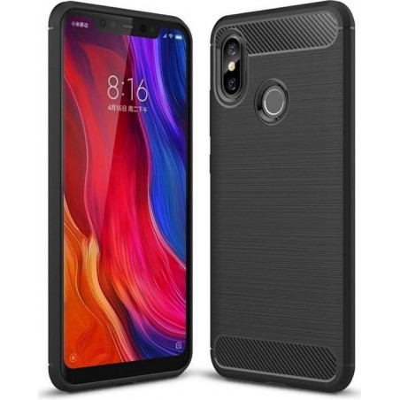 Xiaomi Mi 8 Geborsteld TPU Hoesje Zwart