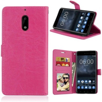 Nokia 6 2017 Portemonnee hoesje Book case Roze