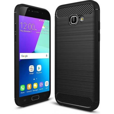 Samsung Galaxy A5 2017 Geborsteld TPU Hoesje Zwart