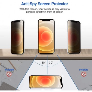 IPhone 12 Anti Spy Screenprotector / iPhone 12 Pro (6.1) Privacy Tempered glass