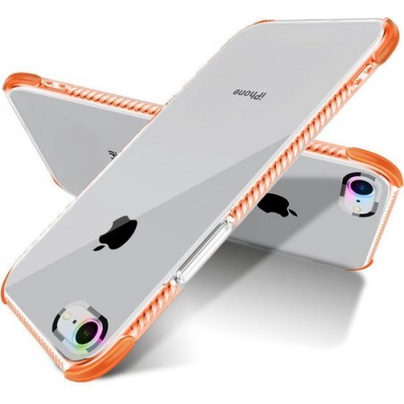Apple iPhone 7 / 8 / SE 2020 Hoesje TPU Bumper Oranje x Transparant