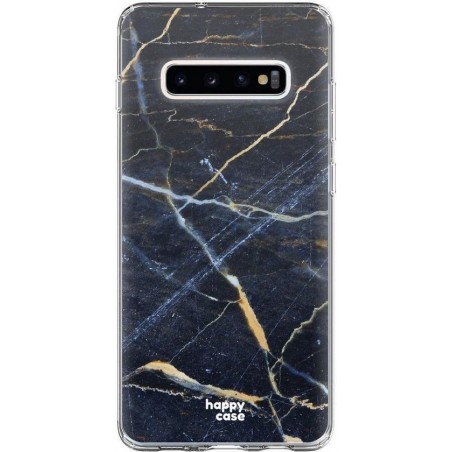 HappyCase Galaxy S10 Plus Flexibel TPU Hoesje Donker Marmer Print