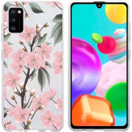 iMoshion Design voor de Samsung Galaxy A41 hoesje - Bloem - Roze / Groen