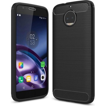Motorola Moto G5S Plus Geborsteld TPU Hoesje Zwart