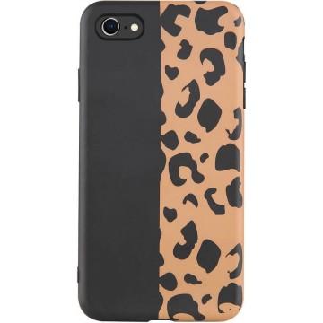 iPhone 7 / 8 / SE 2020 Hoesje Black x Leopard Luipaard Tijger