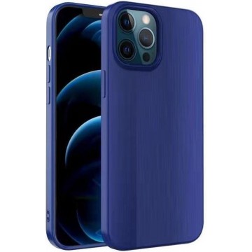 iPhone 12 / 12 Pro Hoesje Geborsteld TPU case / Brushed backcover - Blauw