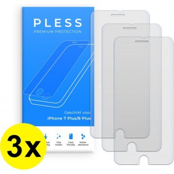 3x Screenprotector iPhone 7 Plus en iPhone 8 Plus - Beschermglas Tempered Glass Cover - Pless®