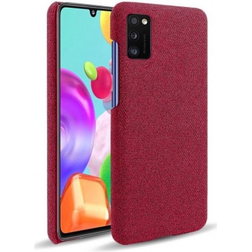 Samsung Galaxy A41 Stoffen Back Cover Hoesje Rood
