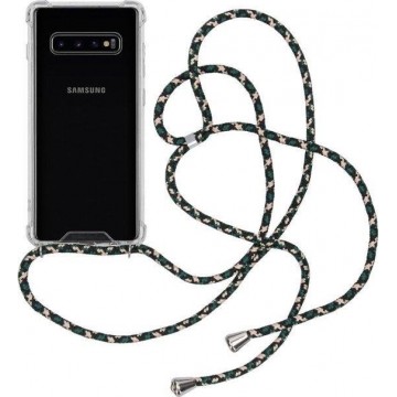 Basic Hoesjes telefoonhoesje met koord - Samsung Galaxy S10 - Groen - Roze - Turquoise - Candy