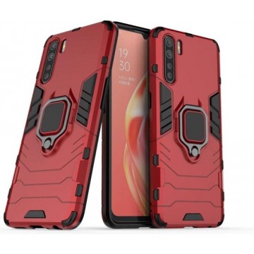 Oppo A91 Robuust Kickstand Shockproof Rood Cover Case Hoesje