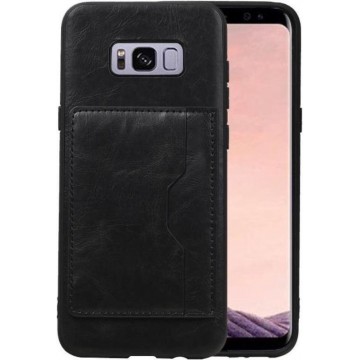 Zwart Staand Back Cover 1 Pasje Hoesje voor Samsung Galaxy S8 Plus