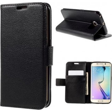 Litchi Cover wallet case hoesje Samsung Galaxy S6 Edge Plus zwart