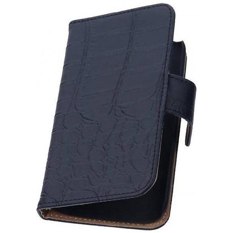 Croco Bookstyle Wallet Case Hoesjes voor LG G2 Zwart