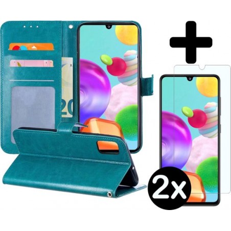 Samsung Galaxy A41 Hoesje Book Case Turquoise Met 2x Screenprotector