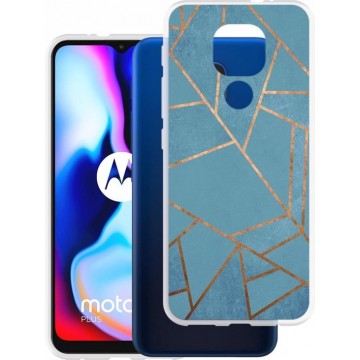 iMoshion Design voor de Motorola Moto E7 Plus / G9 Play hoesje - Grafisch Koper - Blauw / Goud