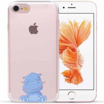 Apple Iphone 7 / 8 / SE2020 Siliconen telefoonhoesje transparant Nijlpaardje