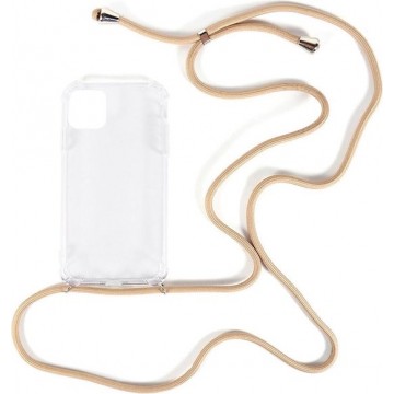 Shop4 - iPhone 11 Pro Hoesje - Zachte Back Case met Koord Licht Bruin