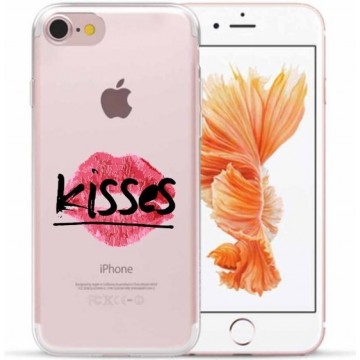 Apple Iphone 7 / 8 / SE2020 Transparant siliconen hoesje (Kisses)