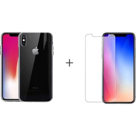 iPhone Xs Max Hoesje met Gratis Tempered Glass Screenprotector - Transparant