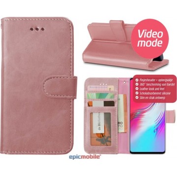 Epicmobile - Samsung Galaxy A30s / A50 / A50s Bookstyle luxe portemonnee hoesje met pasjeshouder - Rose goud