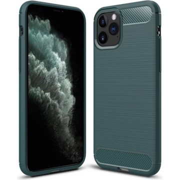 Luxe Apple iPhone 11 Pro hoesje – Groen – Geborsteld TPU Carbon Case – Shockproof Cover