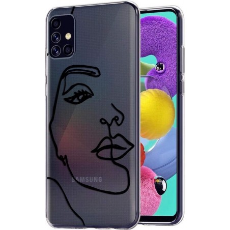 iMoshion Design voor de Samsung Galaxy A51 hoesje - Abstract Gezicht - Zwart