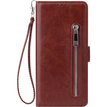 Shop4 - Samsung Galaxy S20 Hoesje - Wallet Case Cabello met Ritssluiting Bruin