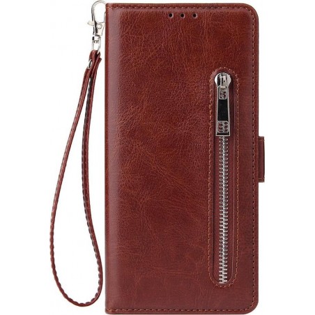 Shop4 - Samsung Galaxy S20 Hoesje - Wallet Case Cabello met Ritssluiting Bruin