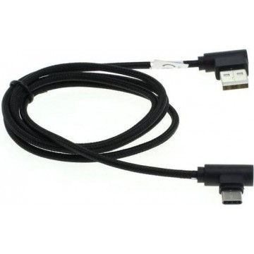 OTB USB-C haaks naar USB-A haaks kabel - USB2.0 - tot 1A / zwart - 1 meter